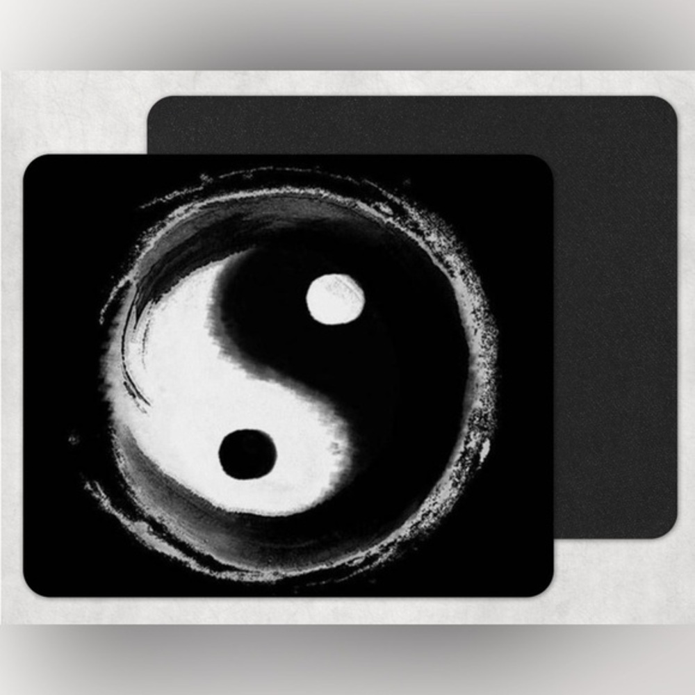 Black Yin Yang Mouse Pad